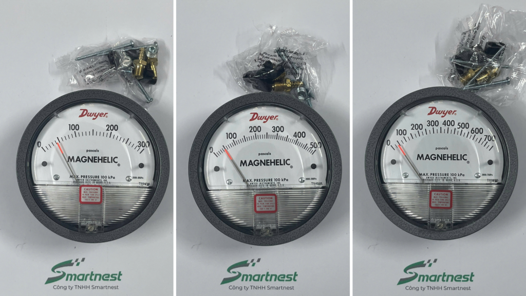 So sánh đồng hồ chênh áp Dwyer 2000-300PA 2000-500PA 2000-750PA Magnehelic dải đo cao HVAC