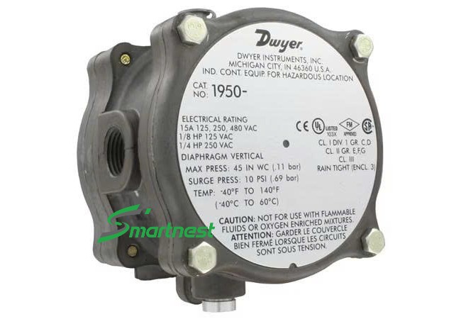 Công tắc chênh áp chống cháy nổ 1950 Series Dwyer tiếp điểm SPDT 15A