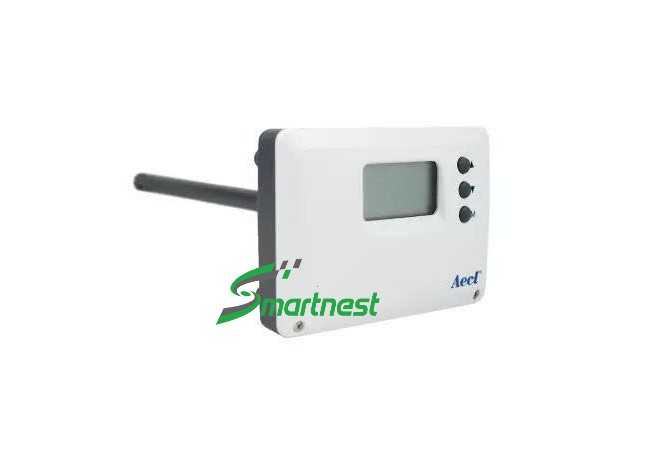 Bộ truyền tín hiệu nhiệt độ độ ẩm AHT-5 Series với màn hình LCD, vỏ ABS chống cháy